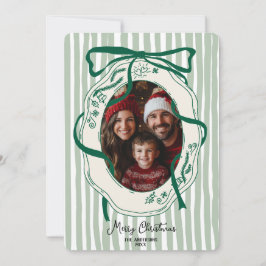 Leuke groene hand getekend vrolijke kerst familie  kaart