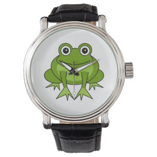 Leuke groene kikker Cartoon Horloge