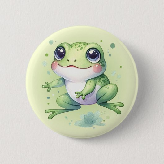 Leuke groene kikker Cartoon Ronde Button 5,7 Cm (Voorkant)