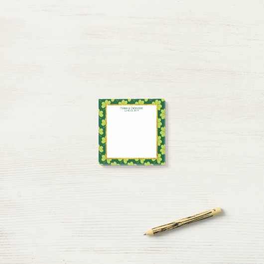 Leuke Groene Klaver Patroon Bruiloft Post-it® Notes (Op bureau)