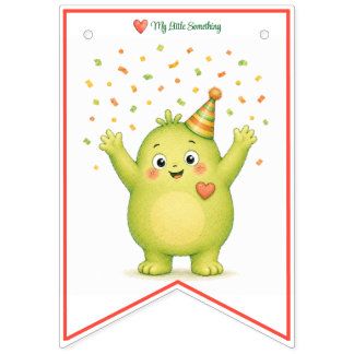 Leuke Groene Monster Verjaardag Vlaggenlijn Vlaggetjes