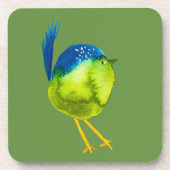 Leuke groene vogel waterverf bier onderzetter (Voorkant)