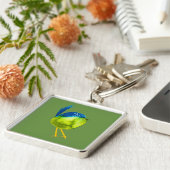 Leuke groene vogel waterverf sleutelhanger (Zijkant)