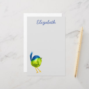 Leuke groene waterverf vogel briefpapier