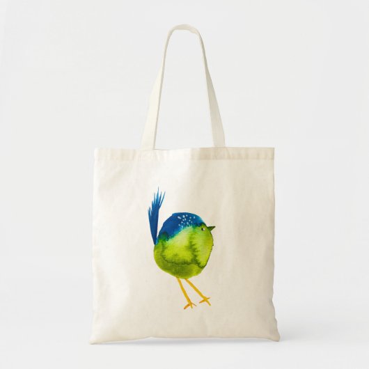Leuke groene waterverf vogel tote bag (Voorkant)