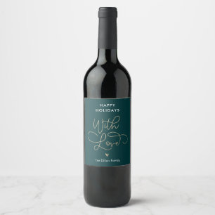 Leuke groet BEWERKBARE KLEUR Vakantie fles Etikett Wijn Etiket