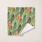 Leuke Groovy Hippie Rode Groene Madeliefjes Bloemm Bad Handdoek (Wasdoekje)