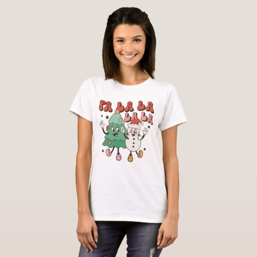 Leuke Groovy Retro Kerstmis T-shirt (Voorkant volledig)