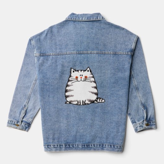 Leuke grote kat denim jacket (Achterkant)