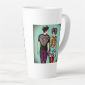 Leuke Grunge Guy en  Punk Meisje Holding Handen Latte Mok (Rechterhoek)