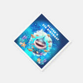 Leuke haai jongen verjaardag blauwe partij papier  servet (Hoek)