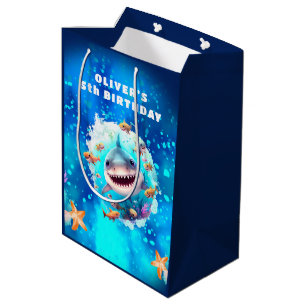 Leuke Haai Jongen Verjaardag Donkerblauw Naam Gift Medium Cadeauzakje
