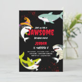 Leuke haai thema oceaan Halloween kostuum verjaard Kaart (Staand voorkant)