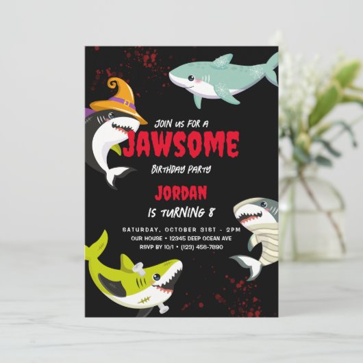 Leuke haai thema oceaan Halloween kostuum verjaard Kaart (Staand voorkant)