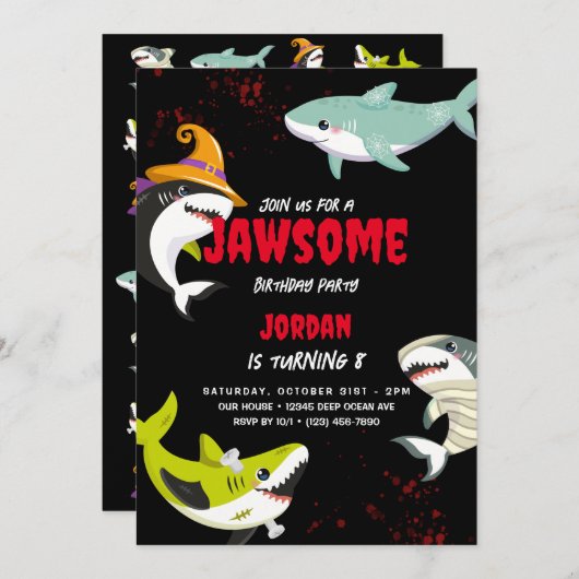Leuke haai thema oceaan Halloween kostuum verjaard Kaart (Voorkant / Achterkant)