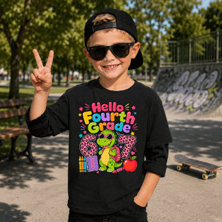 Leuke Hallo Vierde Klas Schattige Dinosaurus Rug S T-shirt
