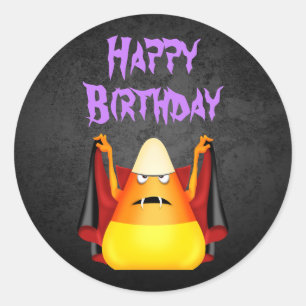 Leuke Halloween Candy Corn Gelukkige Verjaardag Ronde Sticker