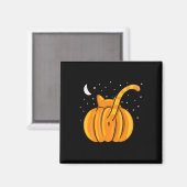 Leuke Halloween Cat Butt Pumpkin Oranje Tab Magneet (Voorkant / Achterkant)