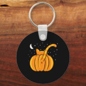 Leuke Halloween Cat Butt Pumpkin Oranje Tab Sleutelhanger (Voorkant)