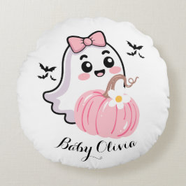 Leuke Halloween deken, Ghost Pink Bow pompoen Rond Kussen