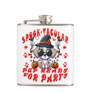 Leuke Halloween Dog Pumpkin Design voor huisdieren Heupfles