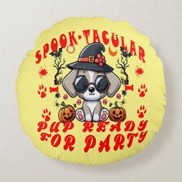 Leuke Halloween Dog Pumpkin Design voor huisdieren Rond Kussen