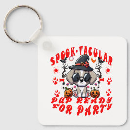 Leuke Halloween Dog Pumpkin Design voor huisdieren Sleutelhanger