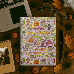 Leuke Halloween-doodlepatroon Notitieboek