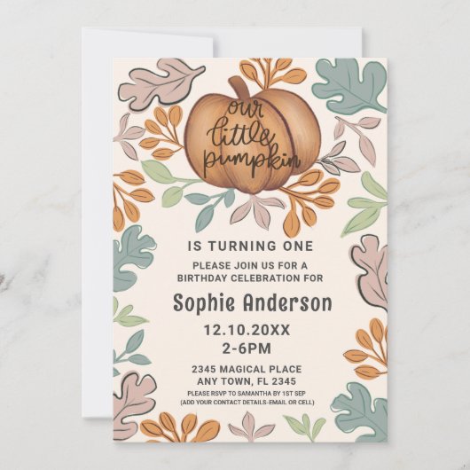 Leuke Halloween Eerste Verjaardag Pastel Party Kaart (Voorkant)