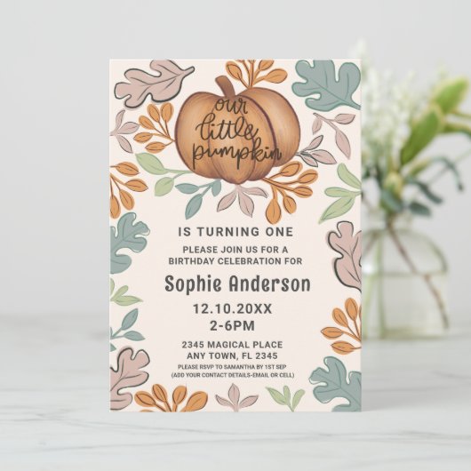 Leuke Halloween Eerste Verjaardag Pastel Party Kaart (Staand voorkant)