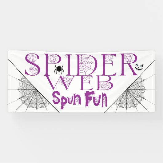 Leuke Halloween Gedraaide Fun Spinnenweb Spandoek (Horizontaal)