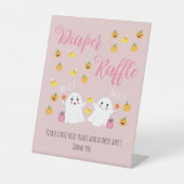 Leuke Halloween Geesten Roze Luier Raffle Teken Reclamebord Met Voetstuk (Voorkant)