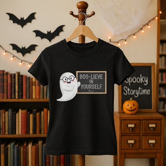Leuke Halloween Ghost BOO-LIEVE in Jezelf Leraar T-shirt