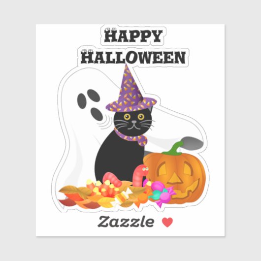 Leuke Halloween Ghost Custom-Cut Vinyl Sticker (Vel)