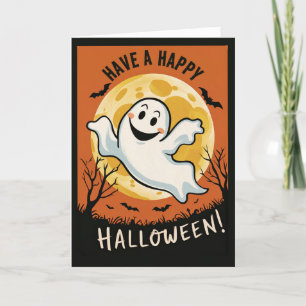 Leuke  Halloween Ghost en Moon Feestdagen Kaart