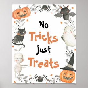 Leuke Halloween Ghost Geen Tricks Alleen Treats Te Poster