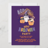Leuke Halloween Ghost & Pumpkin paarse partij Kaart (Voorkant)