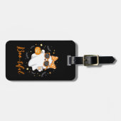 Leuke Halloween Ghost Pumpkin Spice Gepersonalisee Bagagelabel (Voorkant horizontaal)