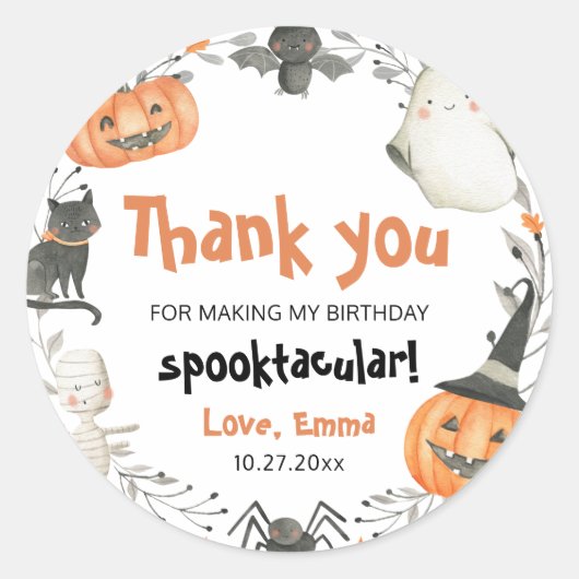 Leuke Halloween Ghost Spooktacular Verjaardagsfees Ronde Sticker (Voorkant)