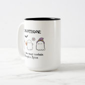 Leuke Halloween Ghosts Spider Pumpkin Spice Custom Tweekleurige Koffiemok (Voorkant links)