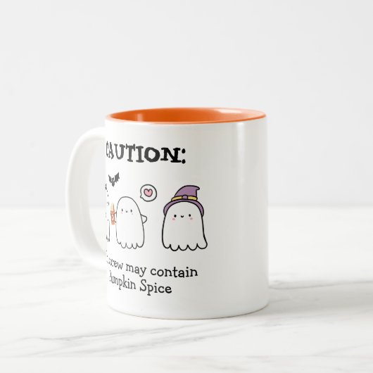 Leuke Halloween Ghosts Spider Pumpkin Spice Custom Tweekleurige Koffiemok (Voorkant links)