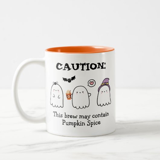 Leuke Halloween Ghosts Spider Pumpkin Spice Custom Tweekleurige Koffiemok (Links)