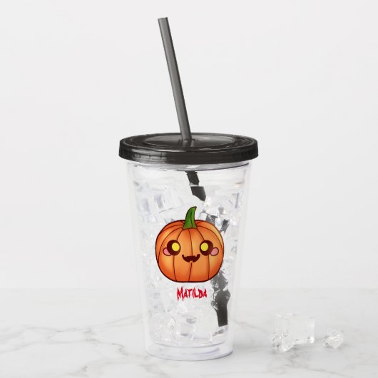 Leuke Halloween Jack O Lantern Acryl Drinkbeker (Voorkant ijs)