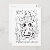 Leuke Halloween Kat kleur je eigen Briefkaart (Voorkant / Achterkant)