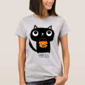 Leuke Halloween Kat Vragen om Snoep T-shirt (Voorkant)