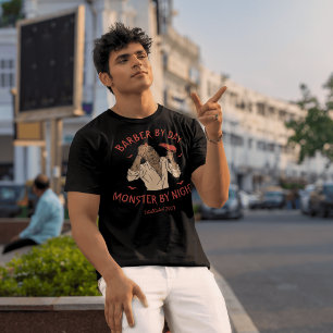 Leuke Halloween met Barber by Day, Monster by Nigh T-shirt