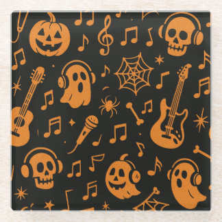 leuke Halloween muziek coaster Glazen Onderzetter