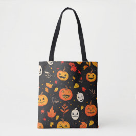 Leuke Halloween pompoen en bladeren Print Draagtas