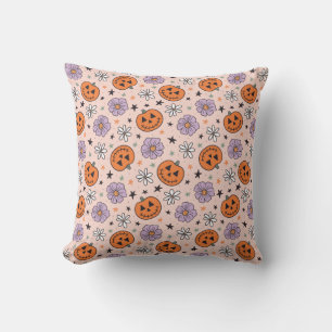 Leuke Halloween pompoenen en bloemen patroon Kussen
