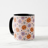 Leuke Halloween pompoenen en bloemen patroon Mok (Voorkant links)